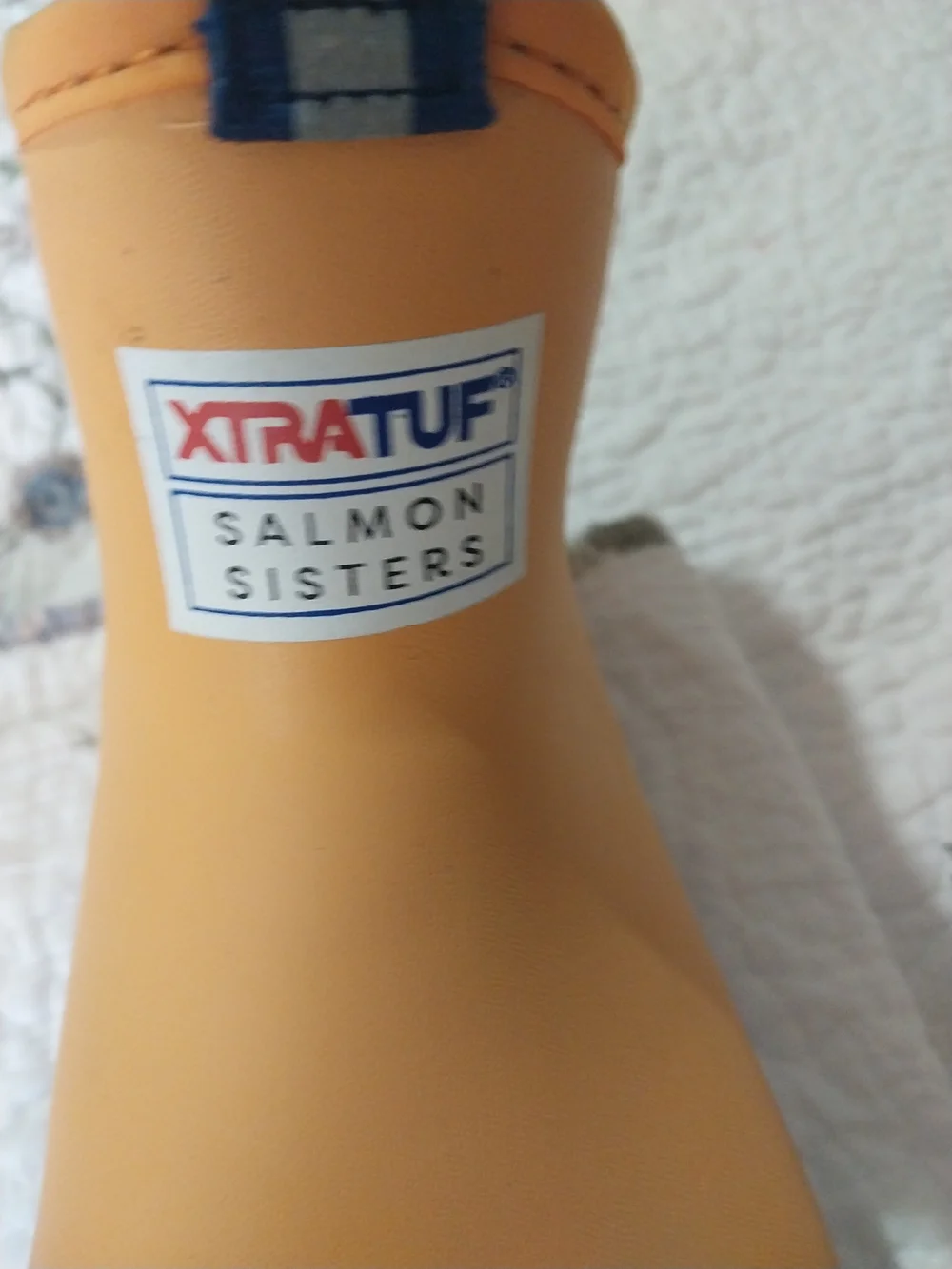 XTRATUF Salmon Sisters Women's Orange Slip-On Rain Boots Waterproof Size 7